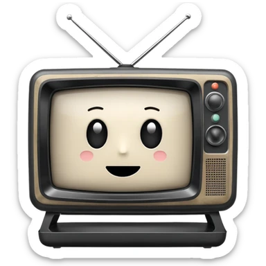 An old simple 2d TV box facing the camera that has simple text 'AI' on its screen. sticker