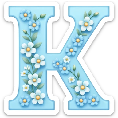 Light-blue flowery romantic alphabet letter sticker