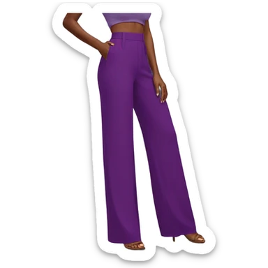 Realistic isolated pair of high waist long wide leg dressy casual pants in purple sticker