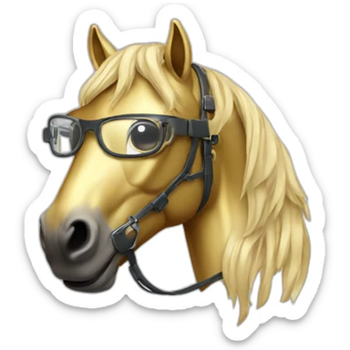 Mechanical golden horse wearing glasses sticker