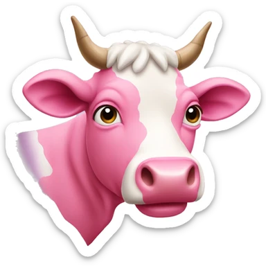 Make a pink cow emoji. sticker