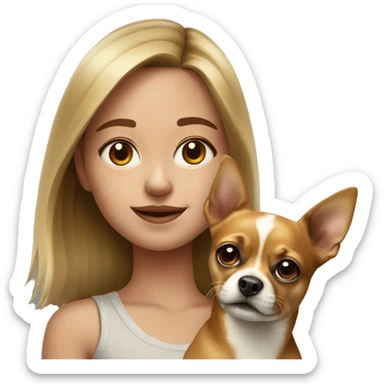 realistic portrait of girl with chihuahya sticker