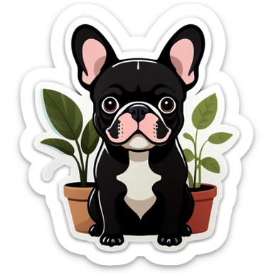 French bulldog and plants  sticker