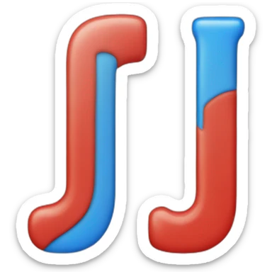 letter J red and letter t blue sticker