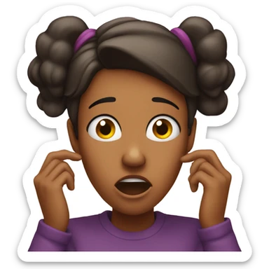 woman shocked reaction and her holding her ears sticker