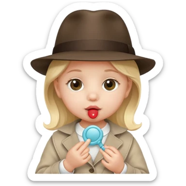 a baby girl with pacifier and fedora sticker