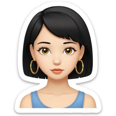 girl with bob black hairstyle and big earrings sticker