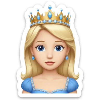 Princess in Blue Dress with Tiara, Blonde Hair sticker