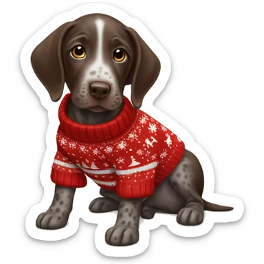 German shorthaired pointer puppy wearing Christmas sweater  sticker