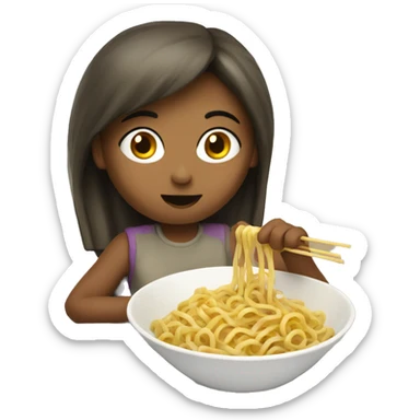 a girl eating roman noodles  sticker