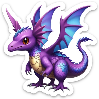 Shiny Cute Adorable Aerodactyl-Noivern-Archeops-Hybrid-Creature with pattern-markings sticker