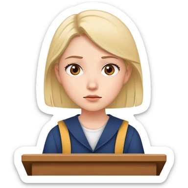 female student attentively listening during a lecture, focused expression sticker