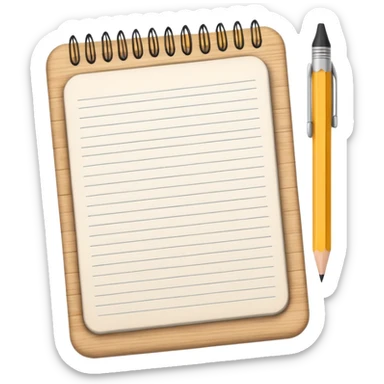 notebook with a pencil and English letters sticker