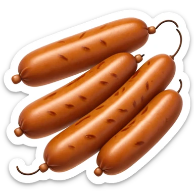Three sausages linked together in the ends.
Apple emoji style sticker