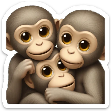 three baby monkeys hugging  sticker