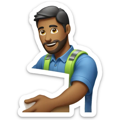 a man packing an item to a box sticker