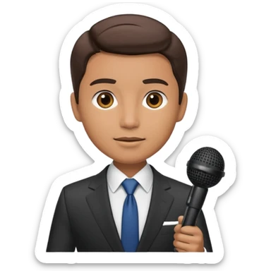 newsroom, news anchor with mic sticker