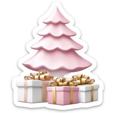 Light pink Christmas gifts under a white Christmas tree  sticker