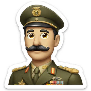 Funny moustache man dictator from 1940s sticker