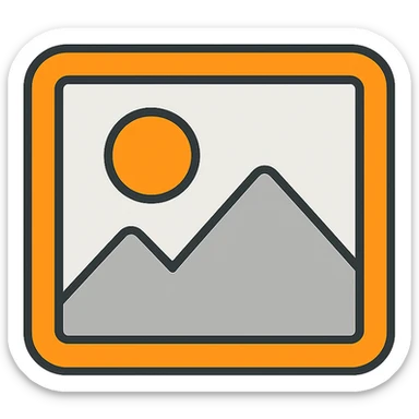 minimal image placeholder emoji with color accent, orange and gray, icon style sticker