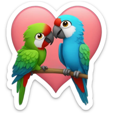 Parrots kiss heart sticker