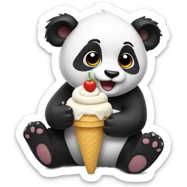 Panda eating ice cream sticker