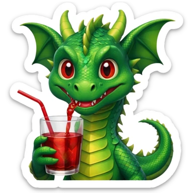 Dragon sipping with a straw from a drink sticker