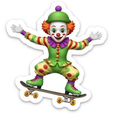 skater clown skating greenü sticker