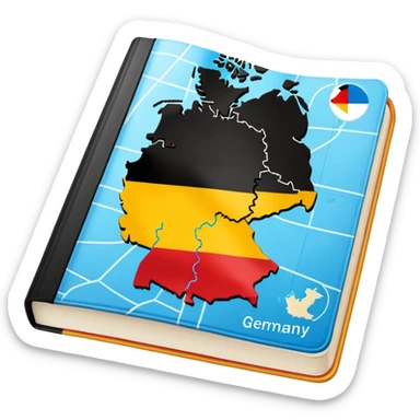opened school textbook with a fragment of Germany sticker