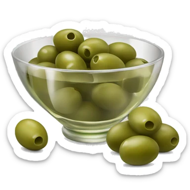  bowl of green olives and glass of white wine  sticker