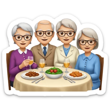4 elderly people having dinner sticker