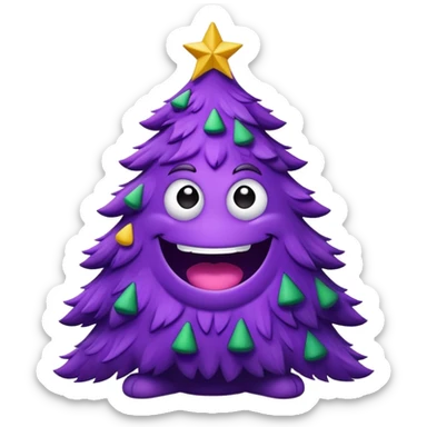 grimace large purple monster shaped like a christmas tree sticker