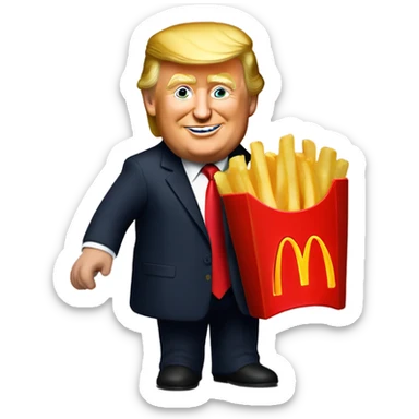 Trump holding McDonald’s French fries sticker