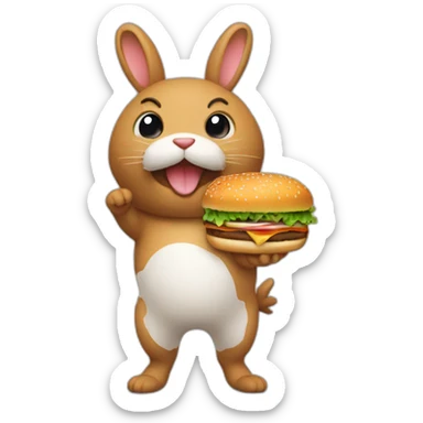 conejo comiendo hamburguesa sticker