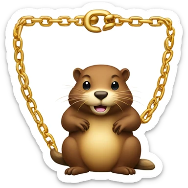 a beaver with a gold chain  sticker