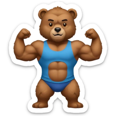 flexing bear with tanktop sticker