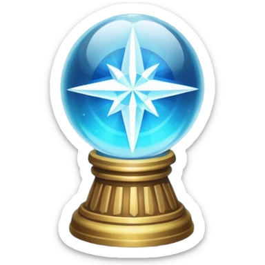 crystal orb flashing “solution found” glow sticker