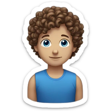 Beautiful boy with curly hair, brown hair and blue eyes  sticker