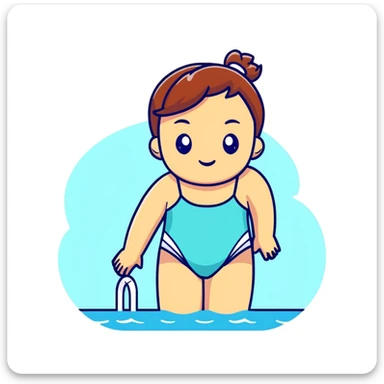summer day with girl in bathing suit sticker