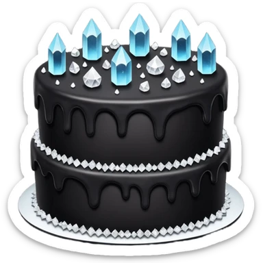 Three layer black cake adorned with overflowing raw crystals  sticker