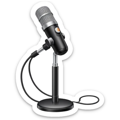 cardioid podcast microphone, with its base sticker