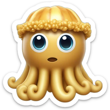 Peanut butter baby 3d jellyfish cute wearing a crown sticker
