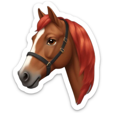 brown horse with red hair with smoke from his nose sticker