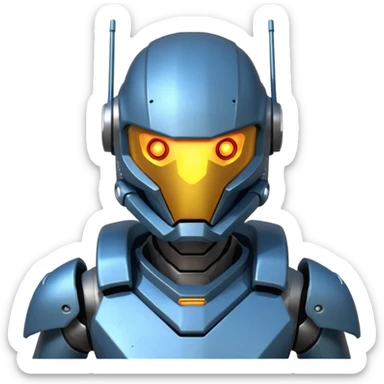 futuristic war robot portrait, head and shoulders only, glowing eyes, detailed helmet faceplate, armor collar, sci-fi metal textures, 3D cartoon, mobile game icon style, clean background, no text, no watermark
 sticker