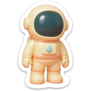 astronaut with a shiny helmet and space suit, standing pose in vinyl figure style sticker