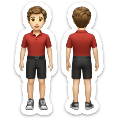 Caucasian-boy-child-dark-brown-hair-red-polo-shirt-black-trousers sticker