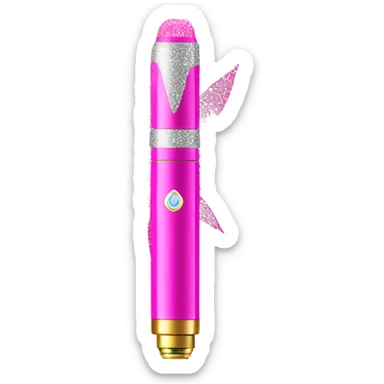 bright pink weed vape pen with glitter sticker
