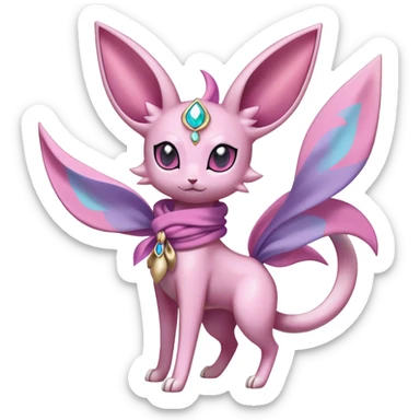 Shiny Cool Sparkly Cute Espeon-Sylveon-Fakemon-hybrid-fusion with a scarf full body sticker