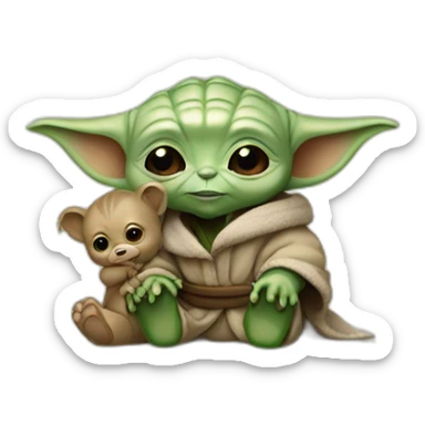 Bébé yoda avec a bear sticker