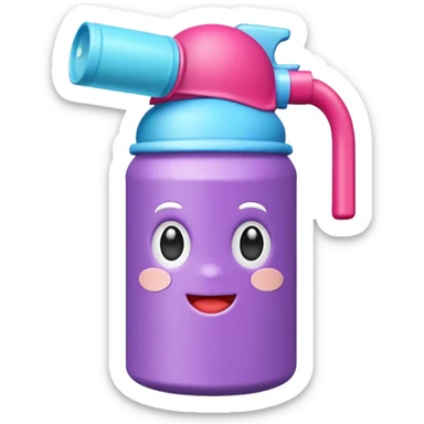 cute toy foam spray can object icon, colorful plastic can, oversized cap, foam coming out, 3D cartoon, mobile game icon style, clean background, no text, no watermark
 sticker